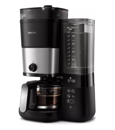 Philips HD7900/50 All-in-1 Brew Coffee Maker with Integrated Grinder in Black and Silver