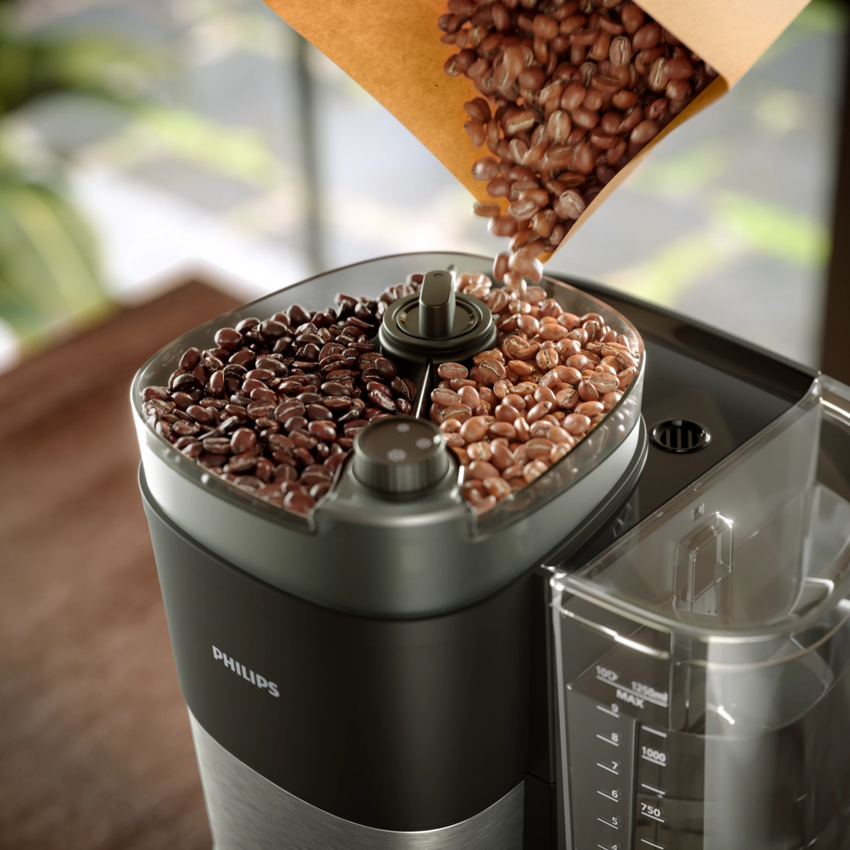 Philips HD7900/50 All-in-1 Brew Coffee Maker with Integrated Grinder in Black and Silver