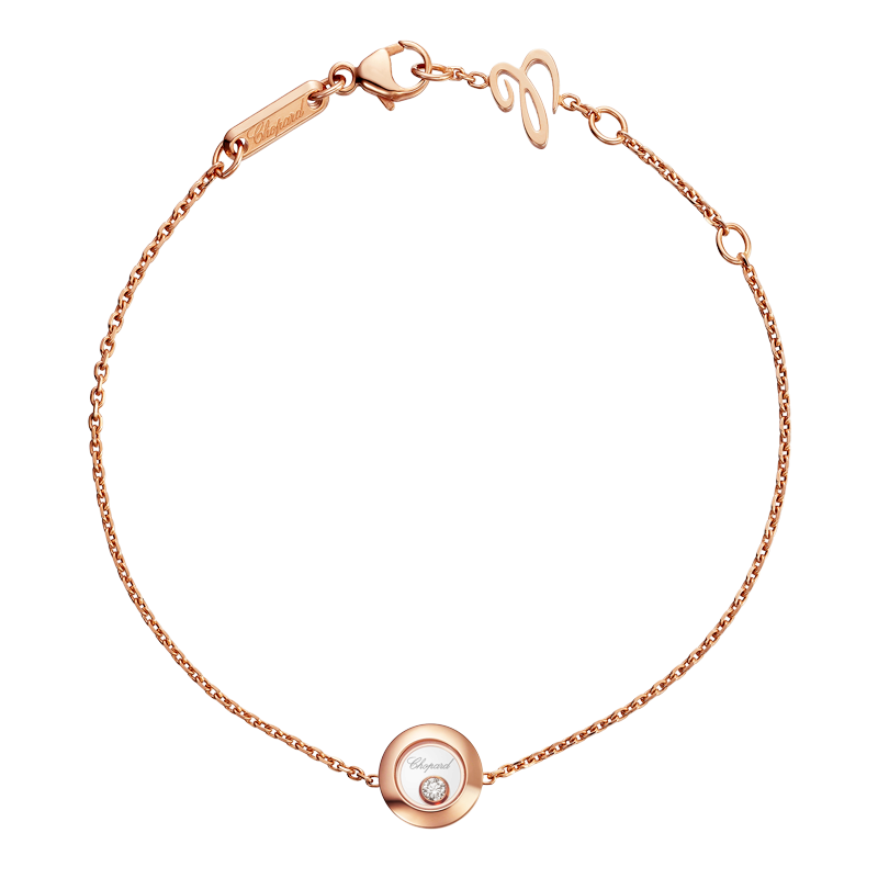 chopard-happy-diamonds-rose-gold-bracelet-85a017-5001 Chopard Happy Diamonds bracelet in 18K rose gold with a single moving diamond