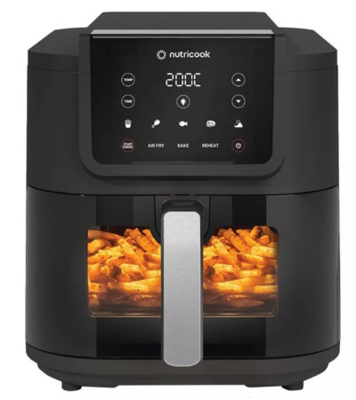 Nutricook Slim Air Fryer XL with clear viewing window and 7.6L basket