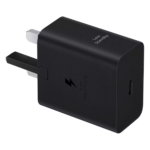 Black Samsung 45W USB-C wall charger with 1.8-meter USB-C to USB-C cable