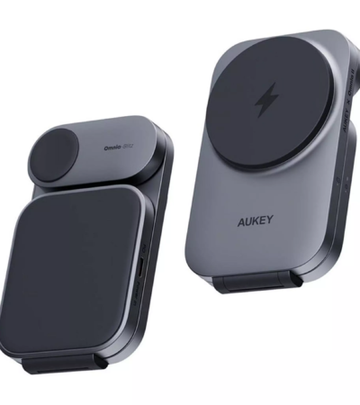 Aukey AU-LC-MC312-GY 3-in-1 Magnetic Wireless Charging Station Grey