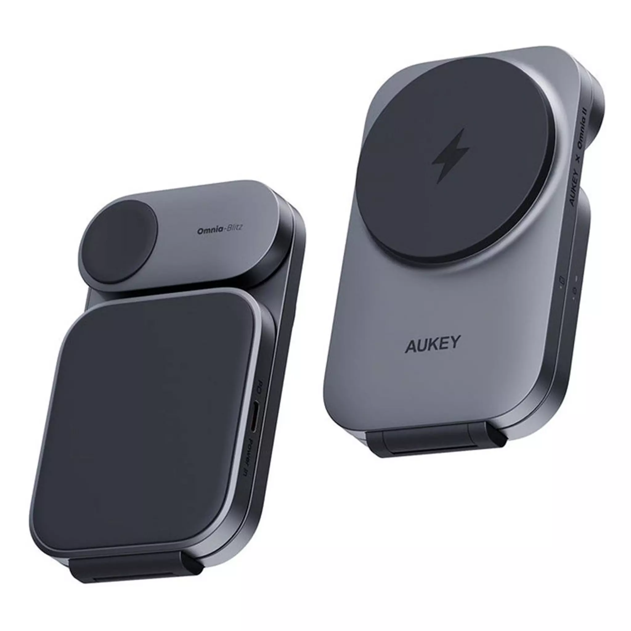 aukey-3-in-1-magnetic-charger-grey-folded-view Aukey AU-LC-MC312-GY 3-in-1 Magnetic Wireless Charging Station Grey
