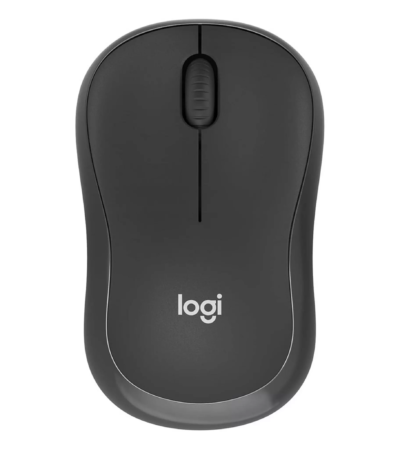 Logitech M241 Silent Bluetooth Mouse in Graphite showing its compact, ergonomic shape.
