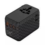 EQ universal travel adapter with multi-region plug sliders.