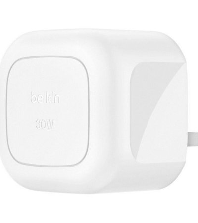Belkin 30W USB-C White Wall Charger with Foldable Prongs
