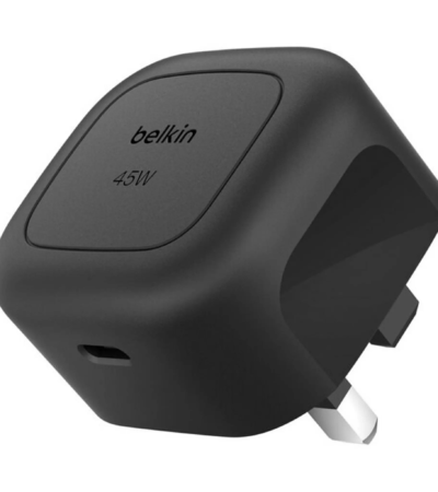 Compact Belkin 45W USB-C Wall Charger in Black