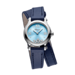 Chopard Happy Sport 25mm Watch with Dancing Diamonds and Blue Leather Strap