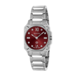 Gucci G-Flat 24mm stainless steel watch with burgundy diamond dial