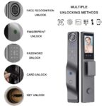 TYSH LWF27 smart lock with face recognition and video camera on a wooden door
