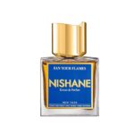Rectangular glass bottle of Nishane Fan Your Flames Extrait with gold cap