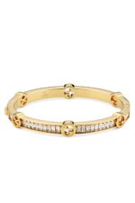 Gucci Blondie Crystal Bangle Bracelet in gold-toned brass with interlocking G logo.