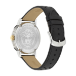 Versace Albireo 40mm Black Dial Watch with Black Calf Leather Strap