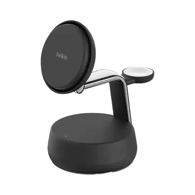 Belkin Ultra Charge Pro 3-in-1 Magnetic Charging Dock in Black with Chrome Accents