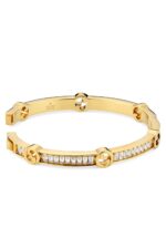 Gucci Blondie Crystal Bangle Bracelet in gold-toned brass with interlocking G logo.