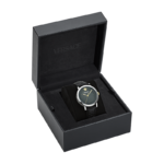 Versace Albireo 40mm Black Dial Watch with Black Calf Leather Strap