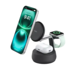 Belkin Ultra Charge Pro 3-in-1 Magnetic Charging Dock in Black with Chrome Accents