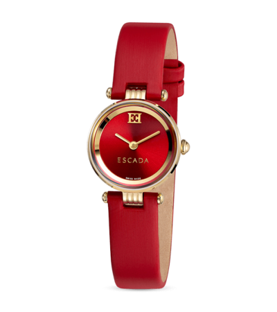 Escada Scarlett women's watch with red rectangular dial and red leather strap