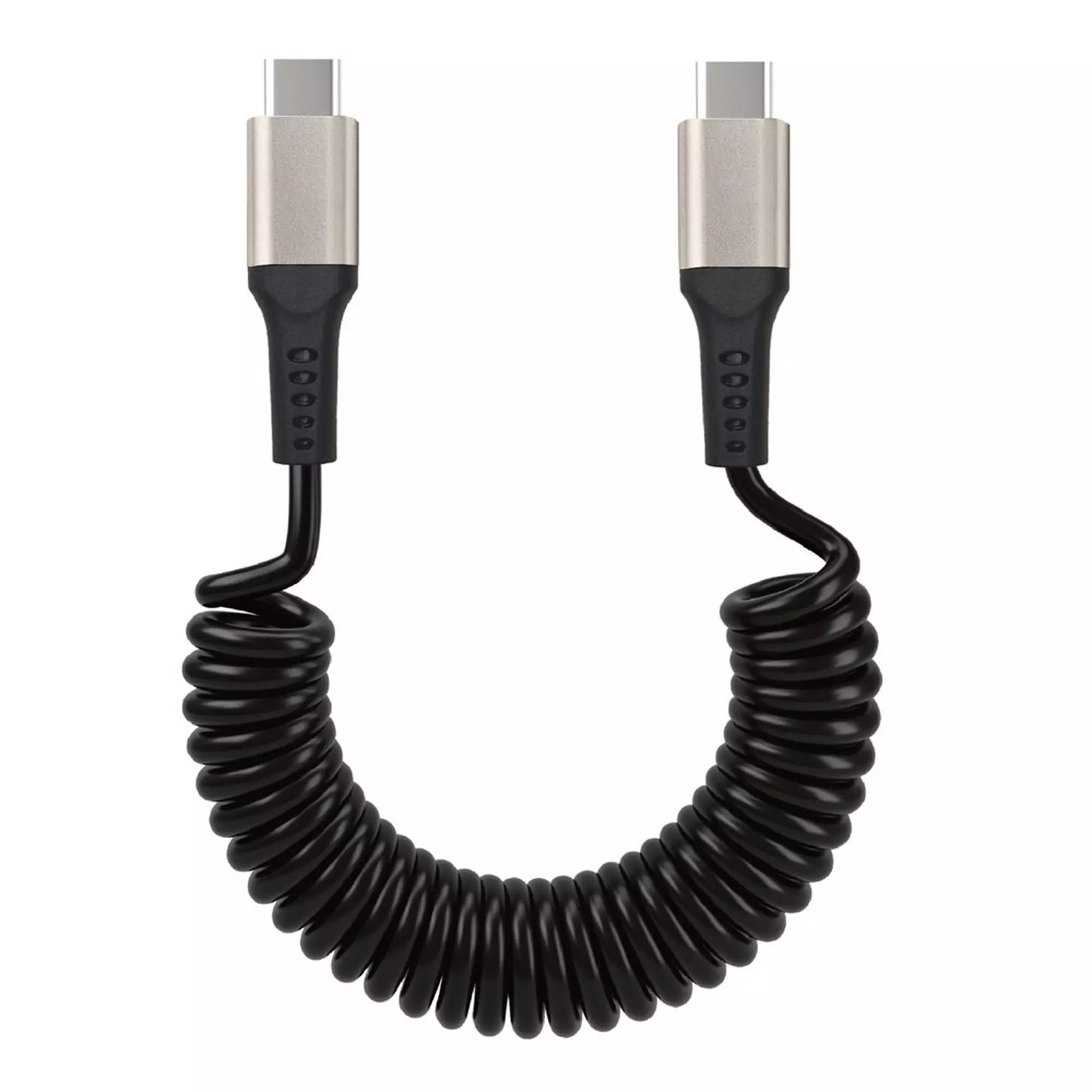 EQ-100W-USB-C-Spiral-Coiled-Cable-Black-1.8m EQ 1.8m 100W USB-C to USB-C coiled spiral charging cable in black