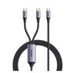 Ugreen 1.5m grey 2-in-1 dual USB-C charging cable 100W