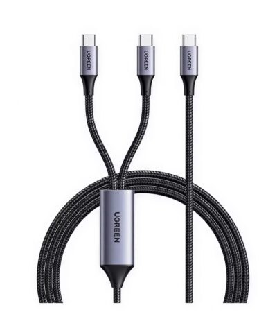 Ugreen 1.5m grey 2-in-1 dual USB-C charging cable 100W