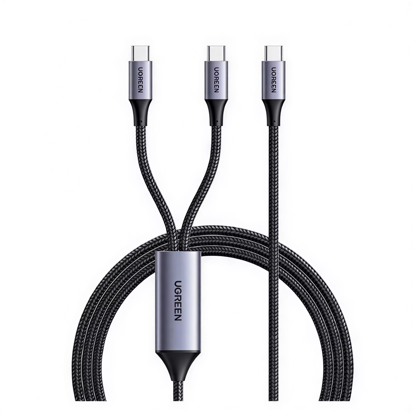 Ugreen-2-in-1-100W-Dual-USB-C-Cable-US561 Ugreen 1.5m grey 2-in-1 dual USB-C charging cable 100W