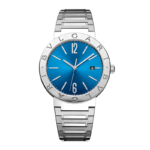 Bvlgari Bvlgari 41mm stainless steel watch with blue dial and engraved logo bezel