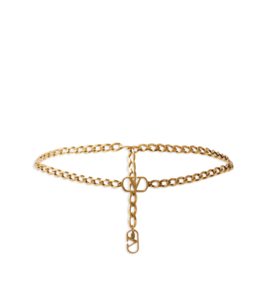 Valentino Garavani VLogo Signature Chain Belt in Antique Gold Brass