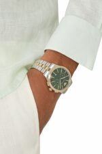 Emporio Armani Mario silver stainless steel men's chronograph watch.