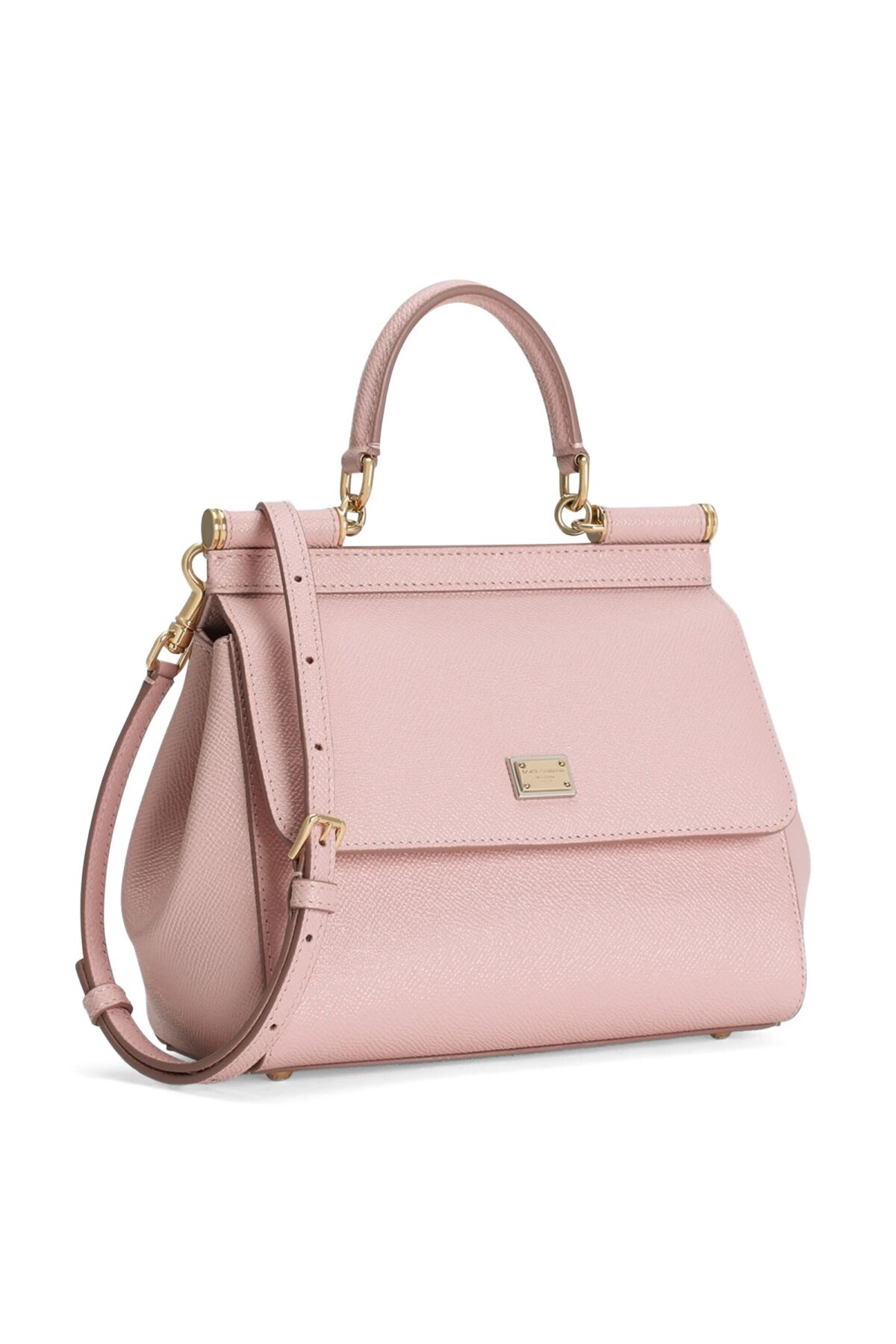 Front view of Dolce & Gabbana Medium Sicily Handbag in black Dauphine calfskin