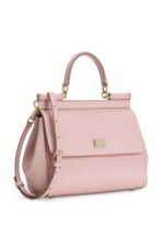 Front view of Dolce & Gabbana Medium Sicily Handbag in black Dauphine calfskin