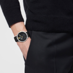 Versace Albireo 40mm Black Dial Watch with Black Calf Leather Strap