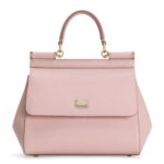 Front view of Dolce & Gabbana Medium Sicily Handbag in black Dauphine calfskin