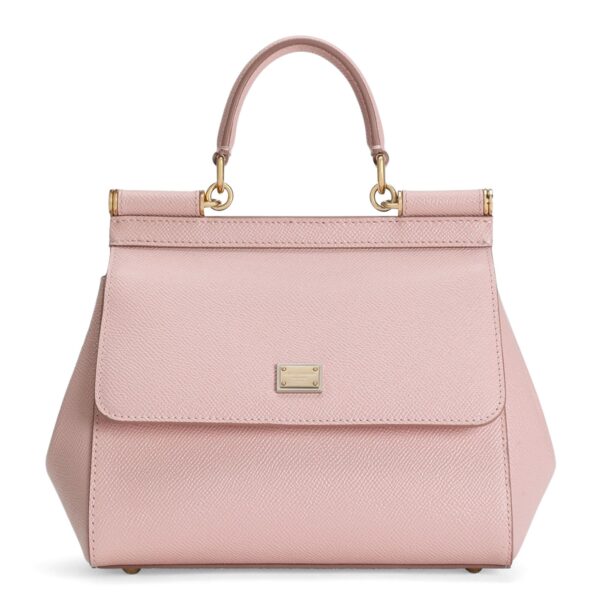 Front view of Dolce & Gabbana Medium Sicily Handbag in black Dauphine calfskin