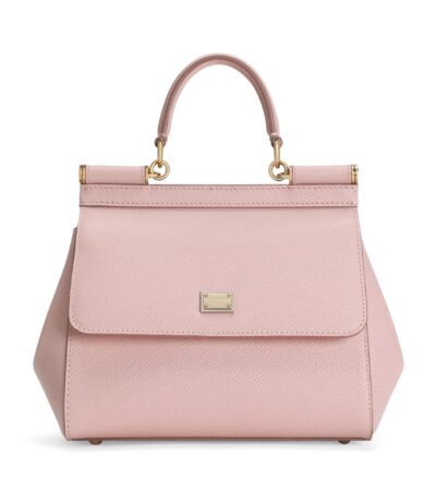 Front view of Dolce & Gabbana Medium Sicily Handbag in black Dauphine calfskin