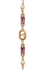 Valentino Garavani Ovalette bracelet in gold-finish metal with pearls and Swarovski crystals.