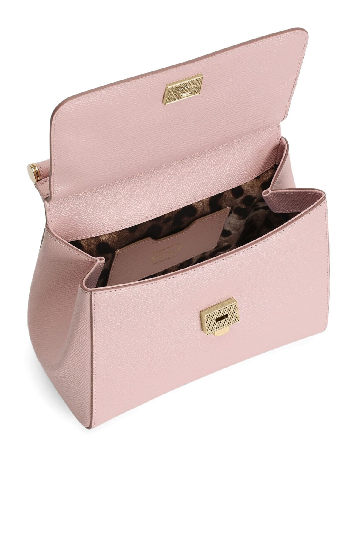 Front view of Dolce & Gabbana Medium Sicily Handbag in black Dauphine calfskin