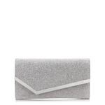 Jimmy Choo Emmie glitter leather clutch bag with detachable crossbody chain