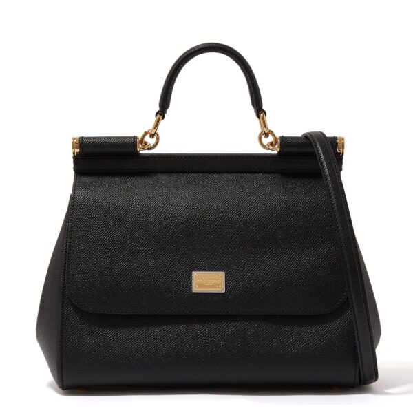 Dolce & Gabbana Dauphine Miss Sicily bag in textured leather with leopard lining