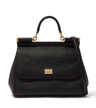 Dolce & Gabbana Dauphine Miss Sicily bag in textured leather with leopard lining