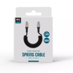 EQ 1.8m 100W USB-C to USB-C coiled spiral charging cable in black