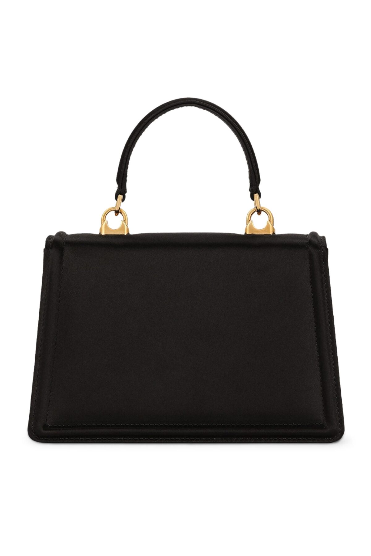 Small black satin Dolce & Gabbana Devotion bag with pearl-inlaid heart logo