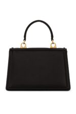 Small black satin Dolce & Gabbana Devotion bag with pearl-inlaid heart logo