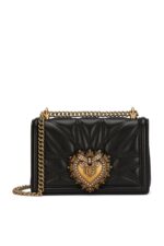 Black quilted Dolce & Gabbana Devotion bag with gold jewel heart logo