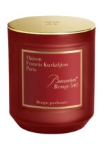 The Maison Francis Kurkdjian Baccarat Rouge 540 candle in an elegant frosted red glass jar.