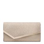 Jimmy Choo Emmie clutch in premium leather with signature hardware and chain