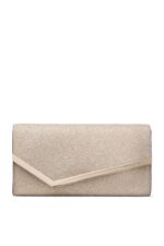 Jimmy Choo Emmie clutch in premium leather with signature hardware and chain