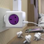 Orchid Purple PowerCube Rewirable with four interchangeable international travel plugs.