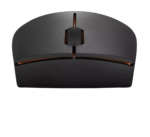 Lenovo 300 Wireless Compact Mouse in black, showing the scroll wheel and sleek design