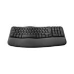 Logitech Wave Keys ergonomic wireless keyboard in graphite with wave-shaped design and palm rest